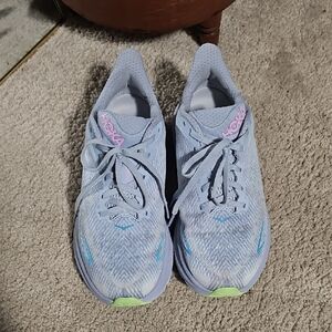 Hoka Women's Light Blue and Pink Athletic Running Shoes